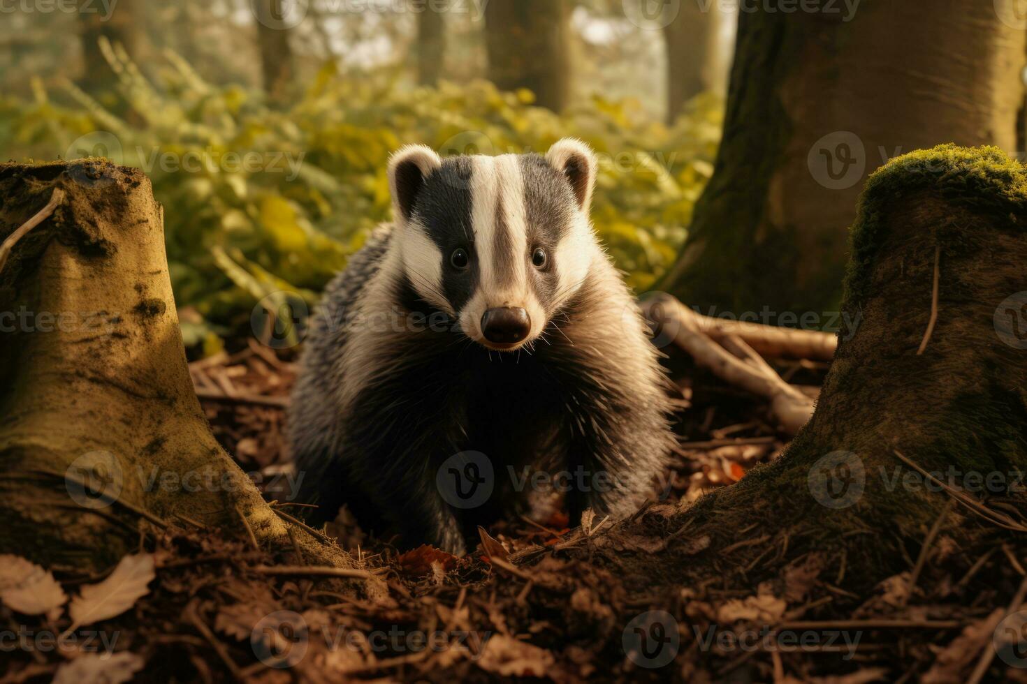 texugos dentro natureza Largo vida animais. ai gerado. foto