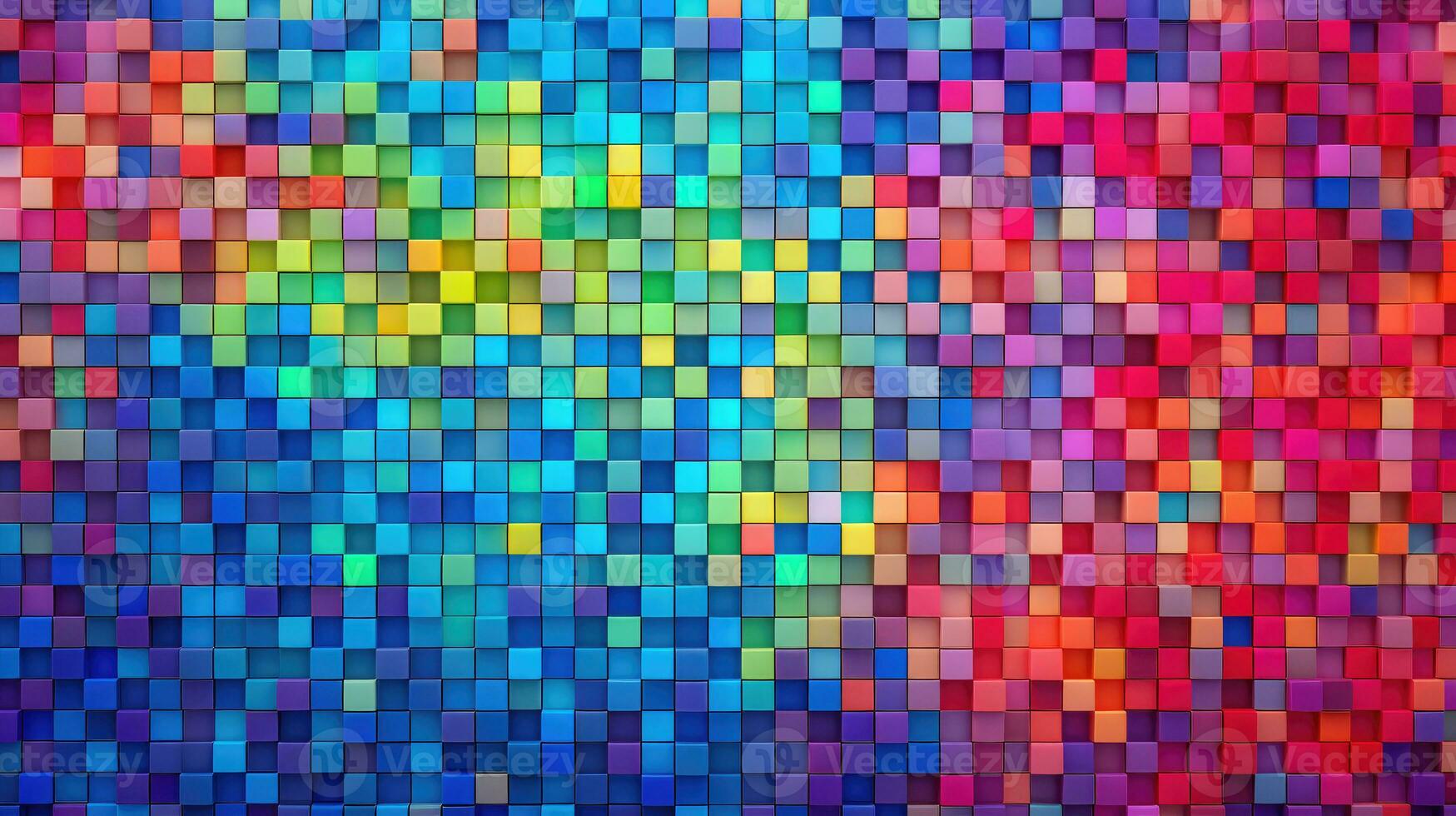 abstrato arco Iris brilhante cúbico fundo. 3d colorida geométrico cubo padronizar. generativo ai resumo moderno textura foto