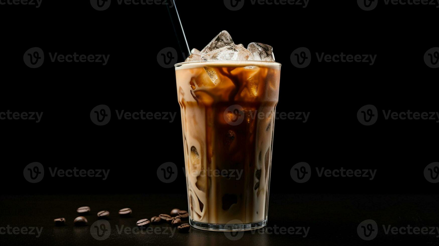 foto do uma vietnamita gelado café isolado em plano Preto fundo. generativo ai