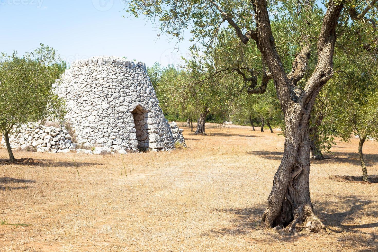 região de puglia, itália. armazém tradicional feito de pedra foto