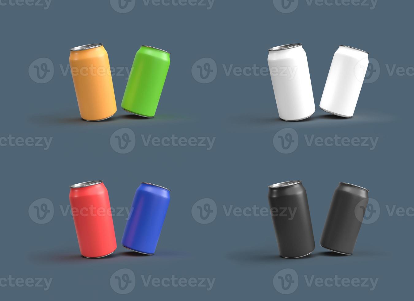 Renderização 3D de latas multicoloridas foto