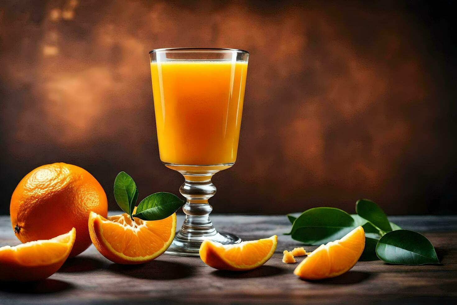 laranja suco dentro uma vidro com fatias do laranjas. gerado por IA foto