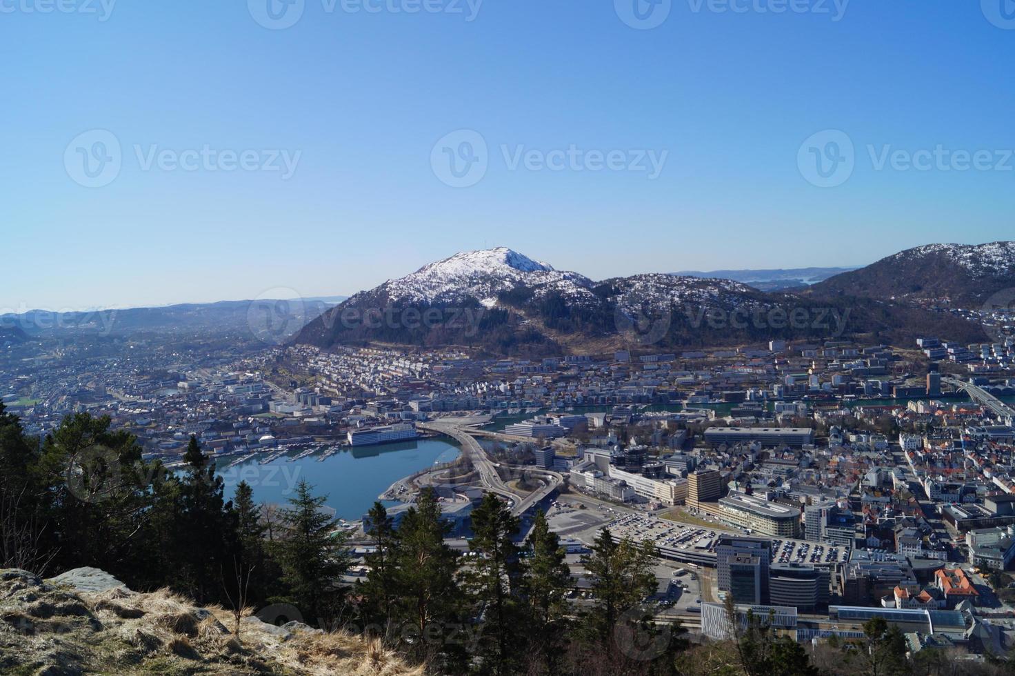 Bergen da perspectiva do Monte Floyen foto