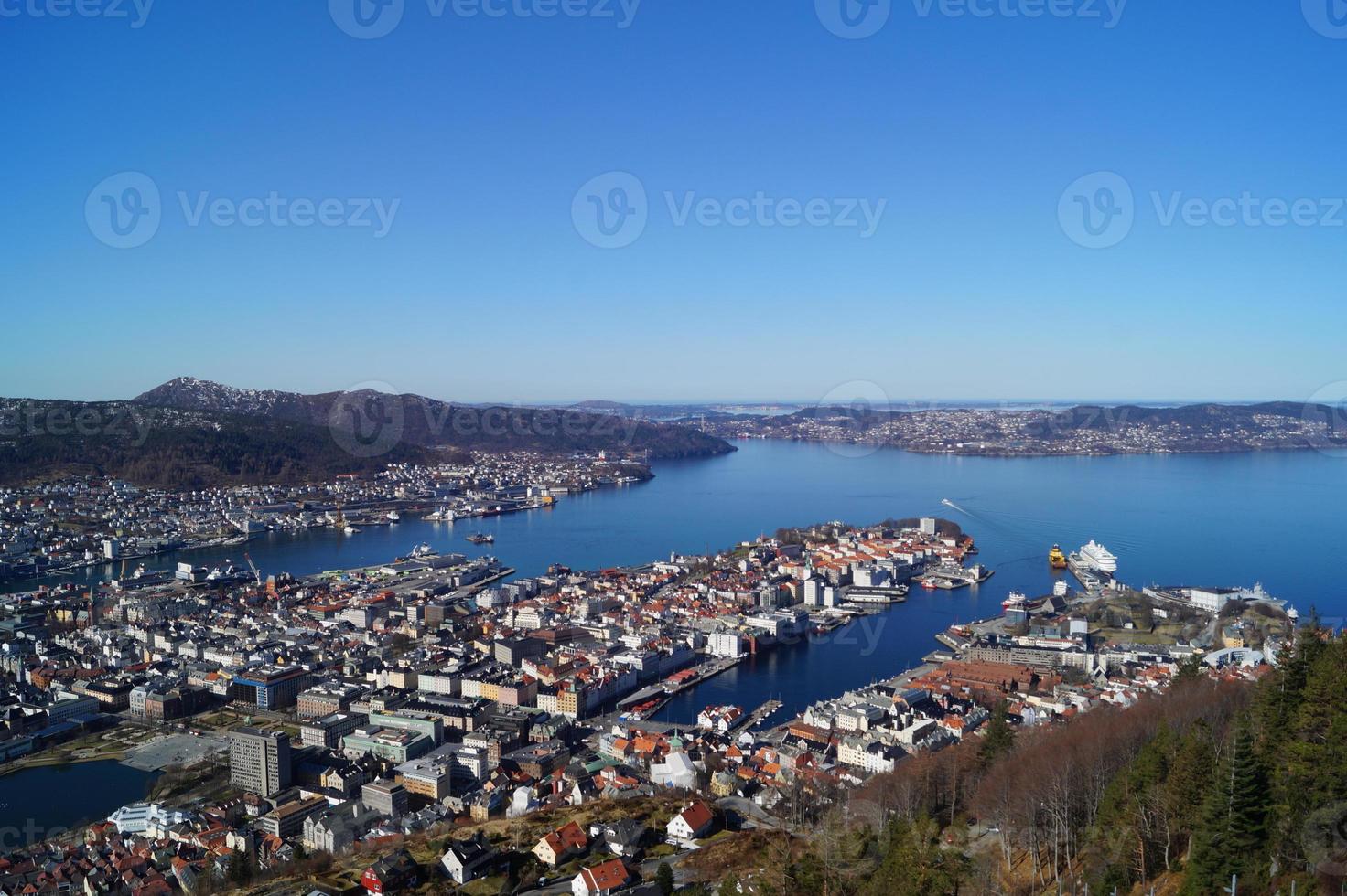 Bergen da perspectiva do Monte Floyen foto