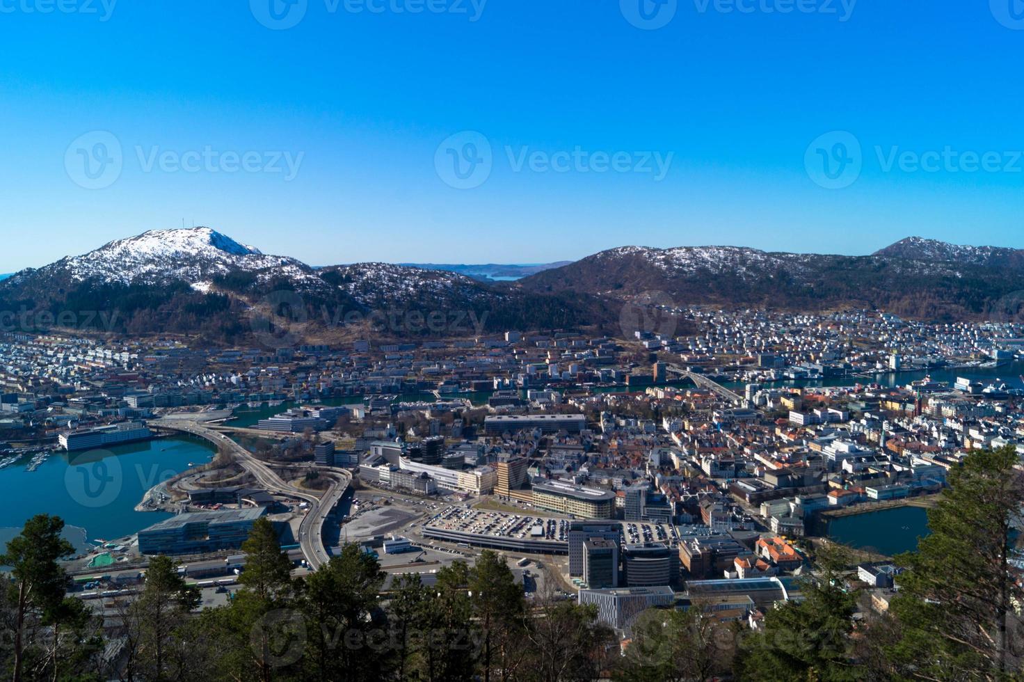 Bergen da perspectiva do Monte Floyen foto