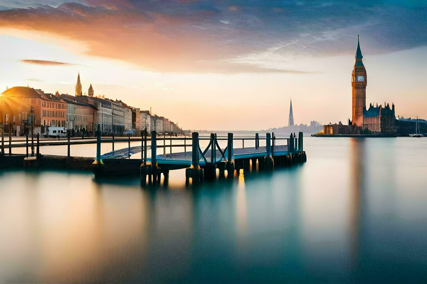 foto papel de parede a céu, água, cidade, ponte, grande Ben, pessoa, a cidade,. gerado por IA