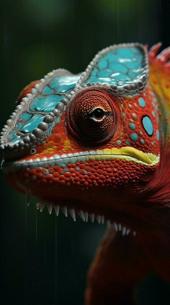 fechar-se do uma arco Iris camaleão ai gerado foto