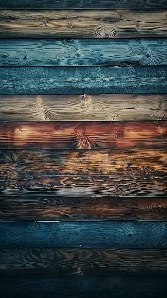 desaparecido, desgastado, vibrante de madeira superfície com personagem vertical Móvel papel de parede ai gerado foto