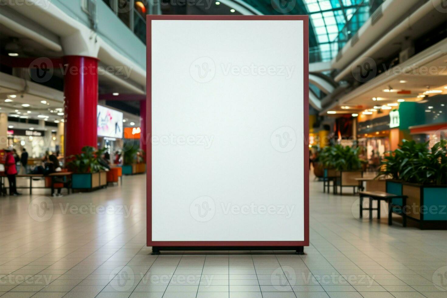 prime publicidade espaço uma espaçoso em branco Painel publicitário dentro a compras Centro ai gerado foto