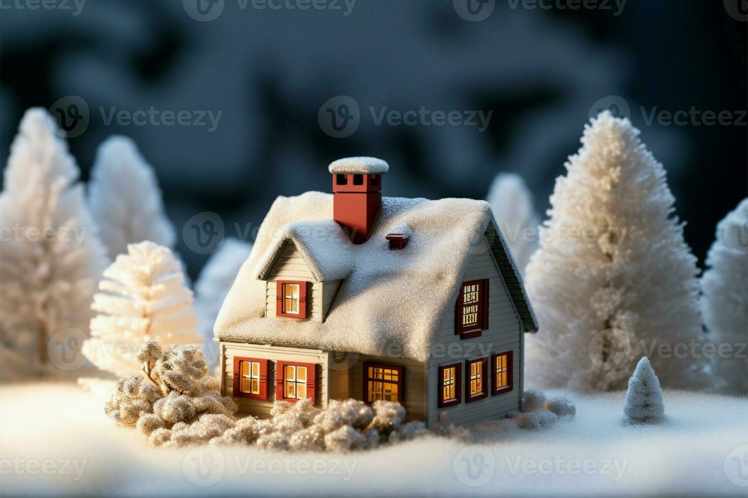 simbólico representação do inverno aquecimento com uma limitado casa modelo ai gerado foto