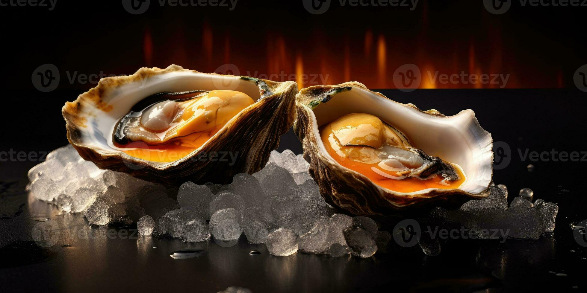 ostras dentro uma restaurante fechar-se do uma prato. requintado ostras. generativo ai foto