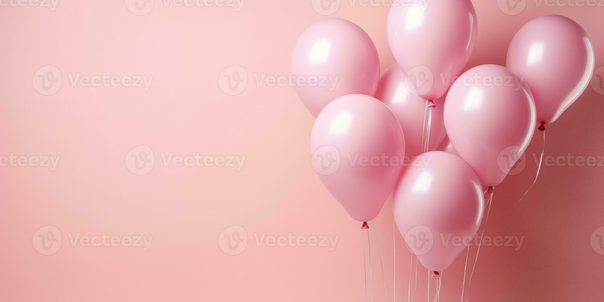 Rosa balões em uma Rosa fundo, com espaço para texto. bandeira Rosa. generativo ai foto