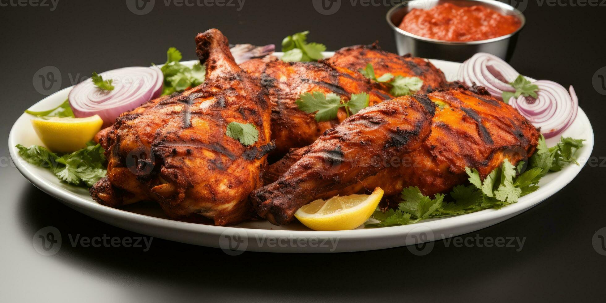 a nacional prato do Índia, tandoori frango. prato fechar-se. generativo ai foto