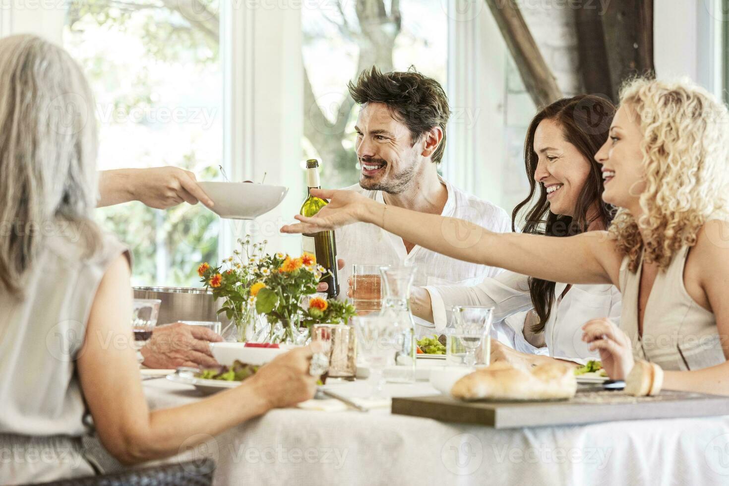 feliz família a comemorar junto, tilintar óculos foto