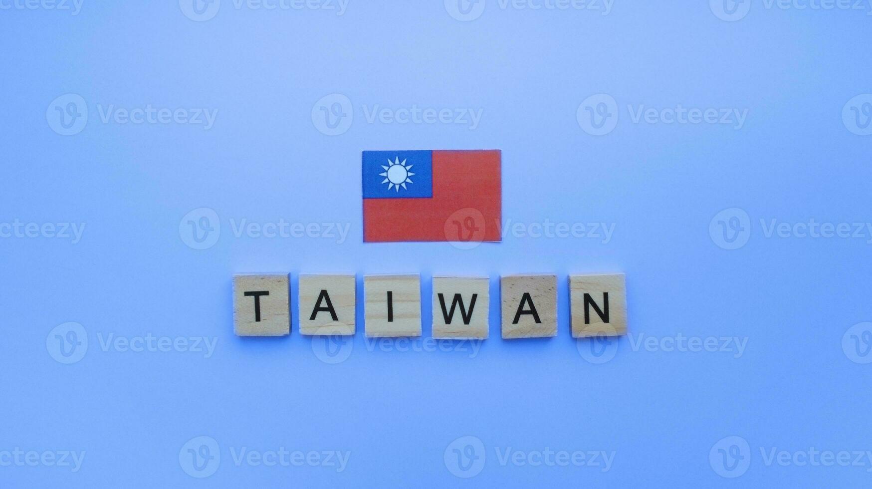 Outubro 10, Taiwan nacional dia, Duplo décimo dia, Taiwan bandeira, minimalista bandeira com de madeira cartas foto