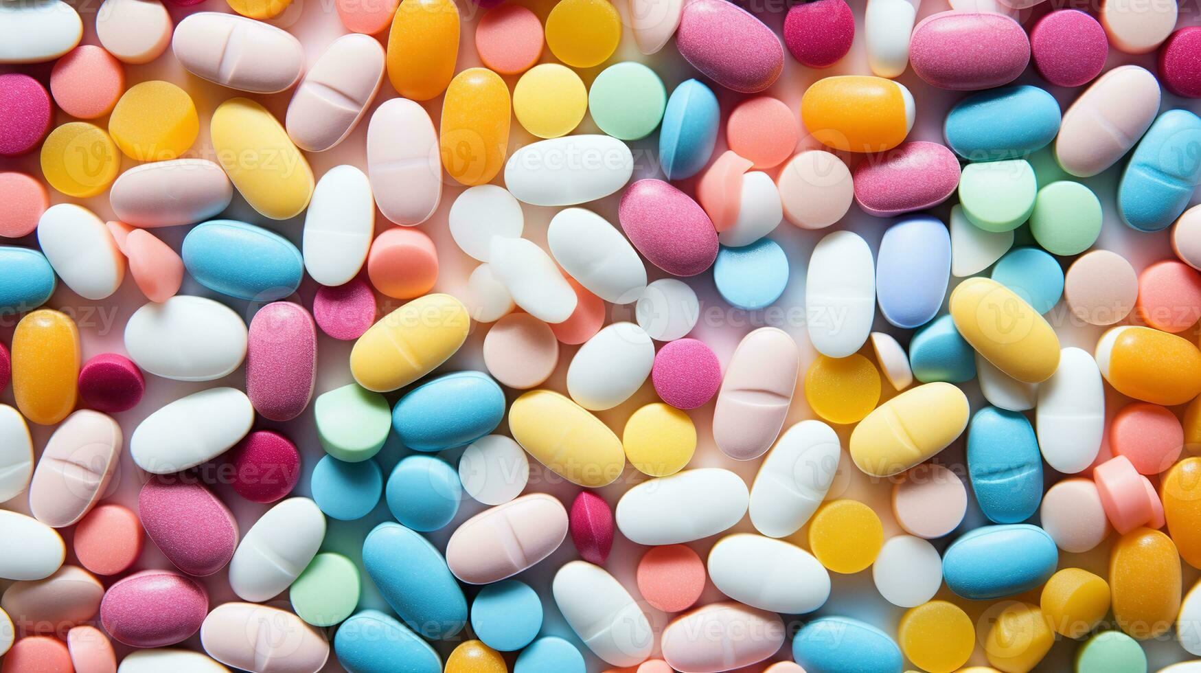 multicolorido pílulas em uma branco fundo. ai generativo foto