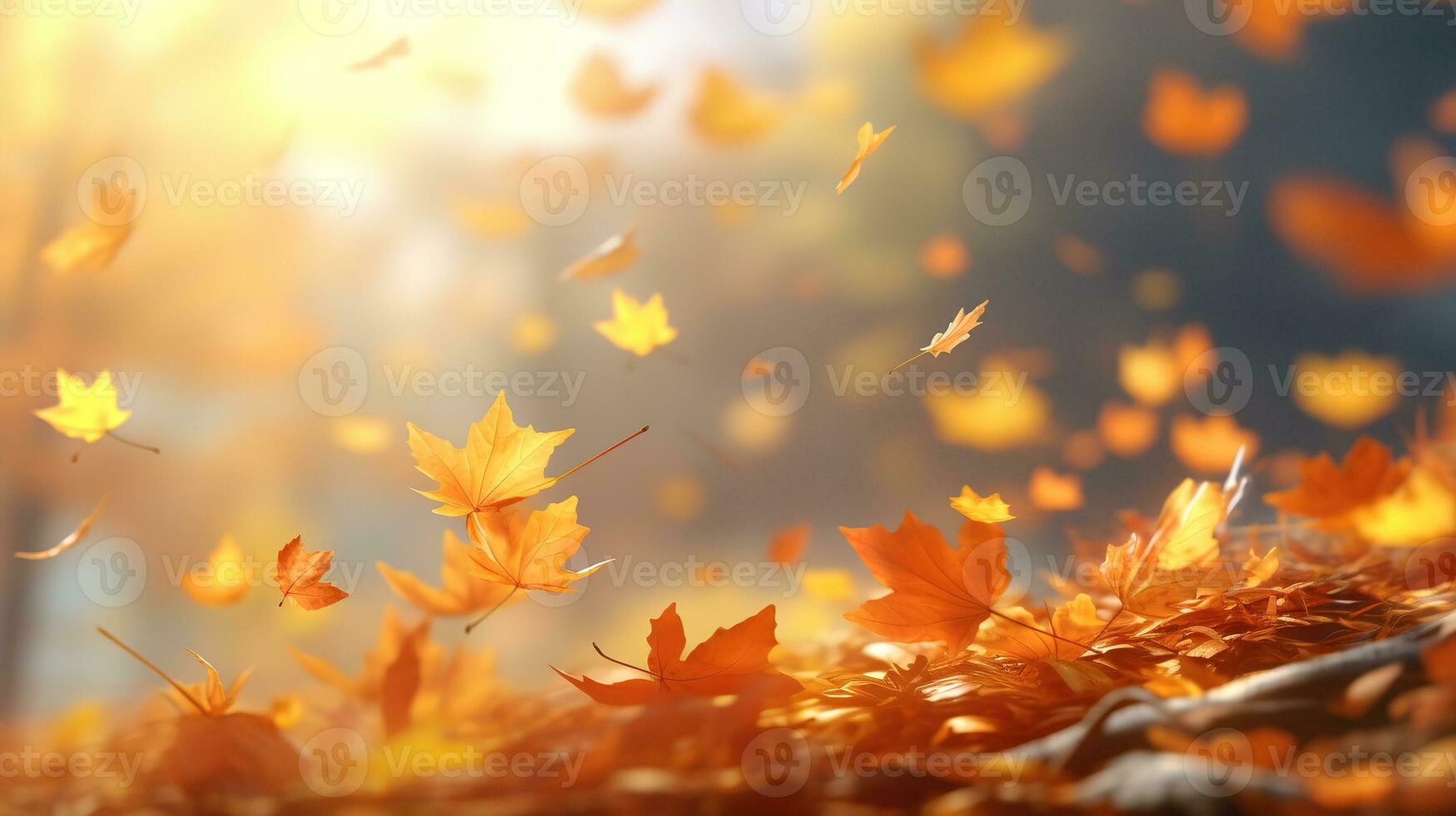 outono folhas estão vôo fundo. ai generativo foto