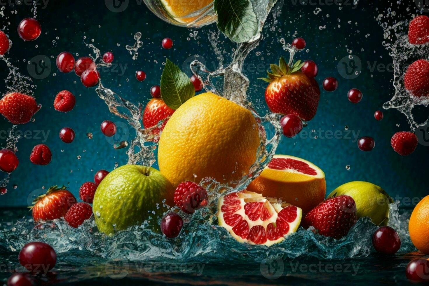 fresco frutas dentro água splash. ai generativo pró foto