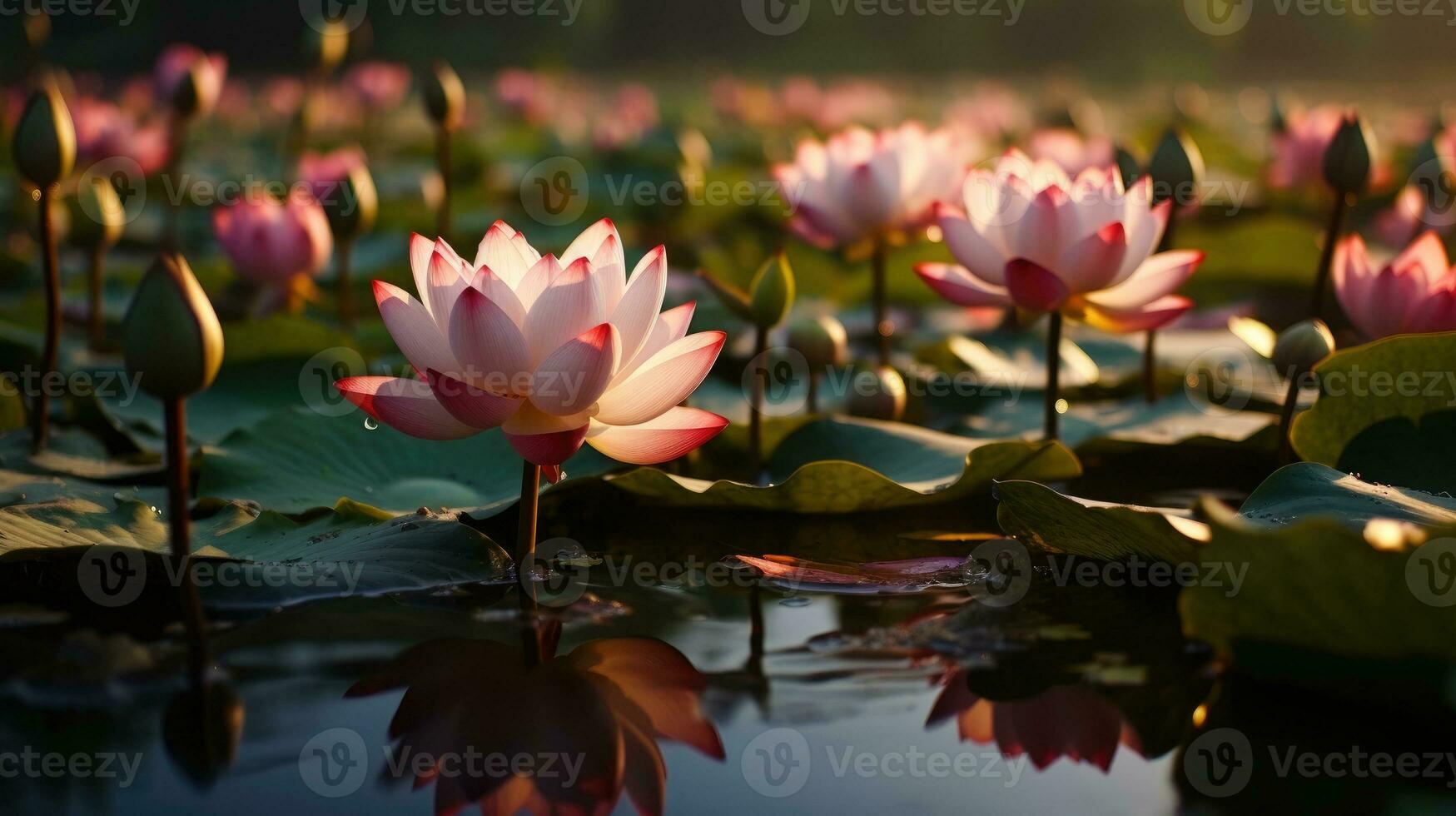 Rosa lótus Flor dentro a água ai gerado foto