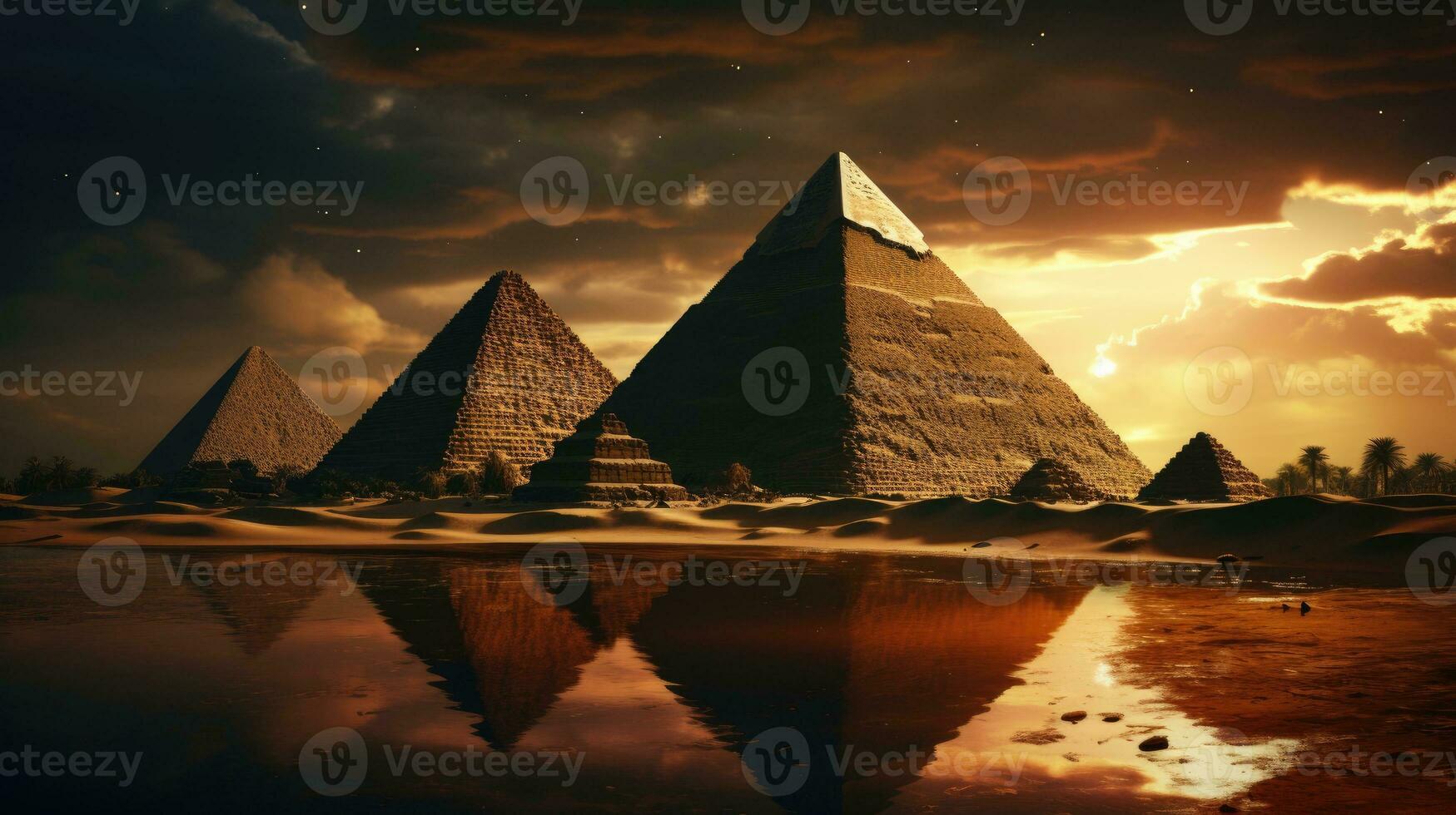 majestoso pirâmide panorama ai gerado foto