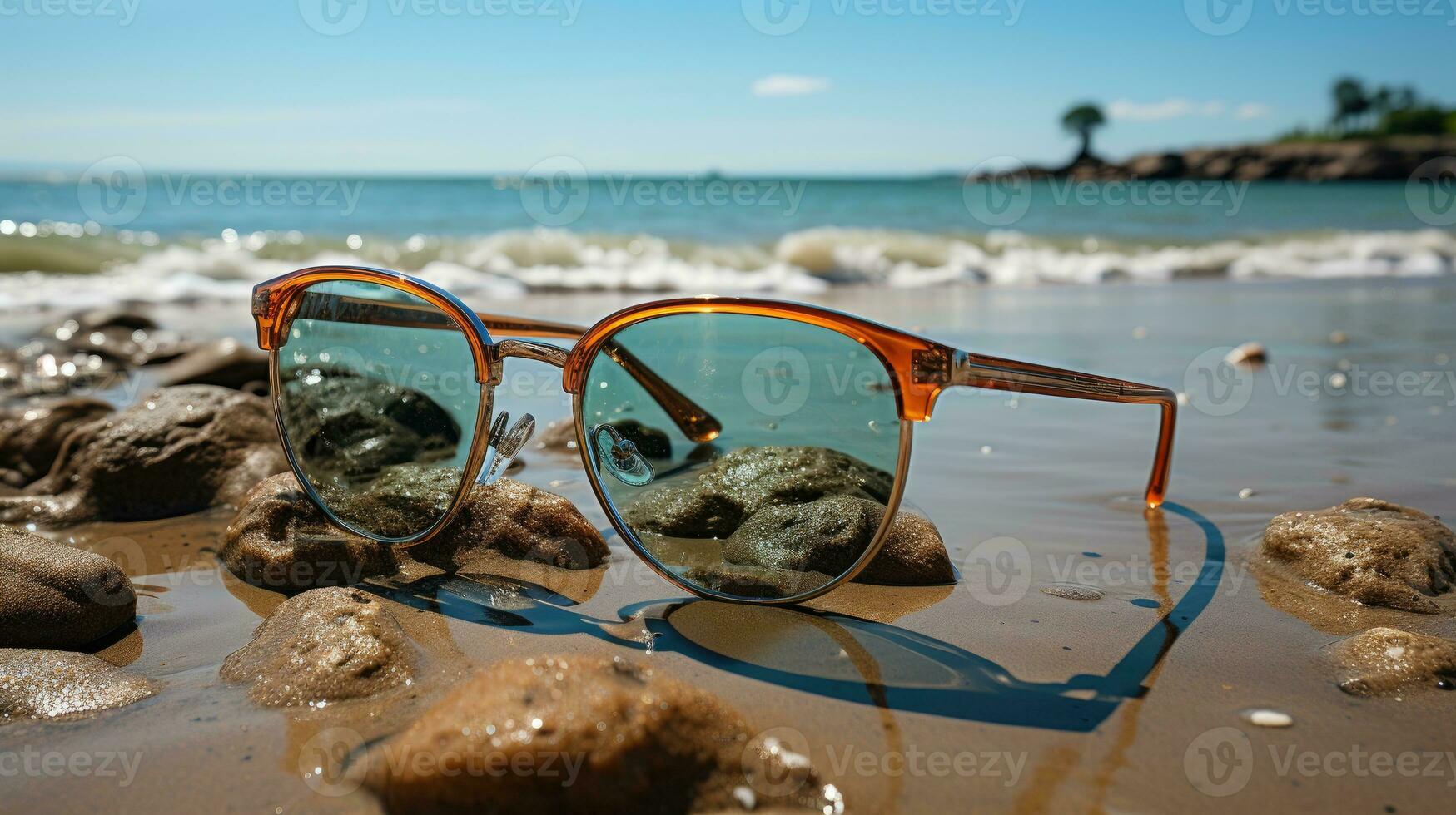 oculos de sol em a de praia ai gerado foto