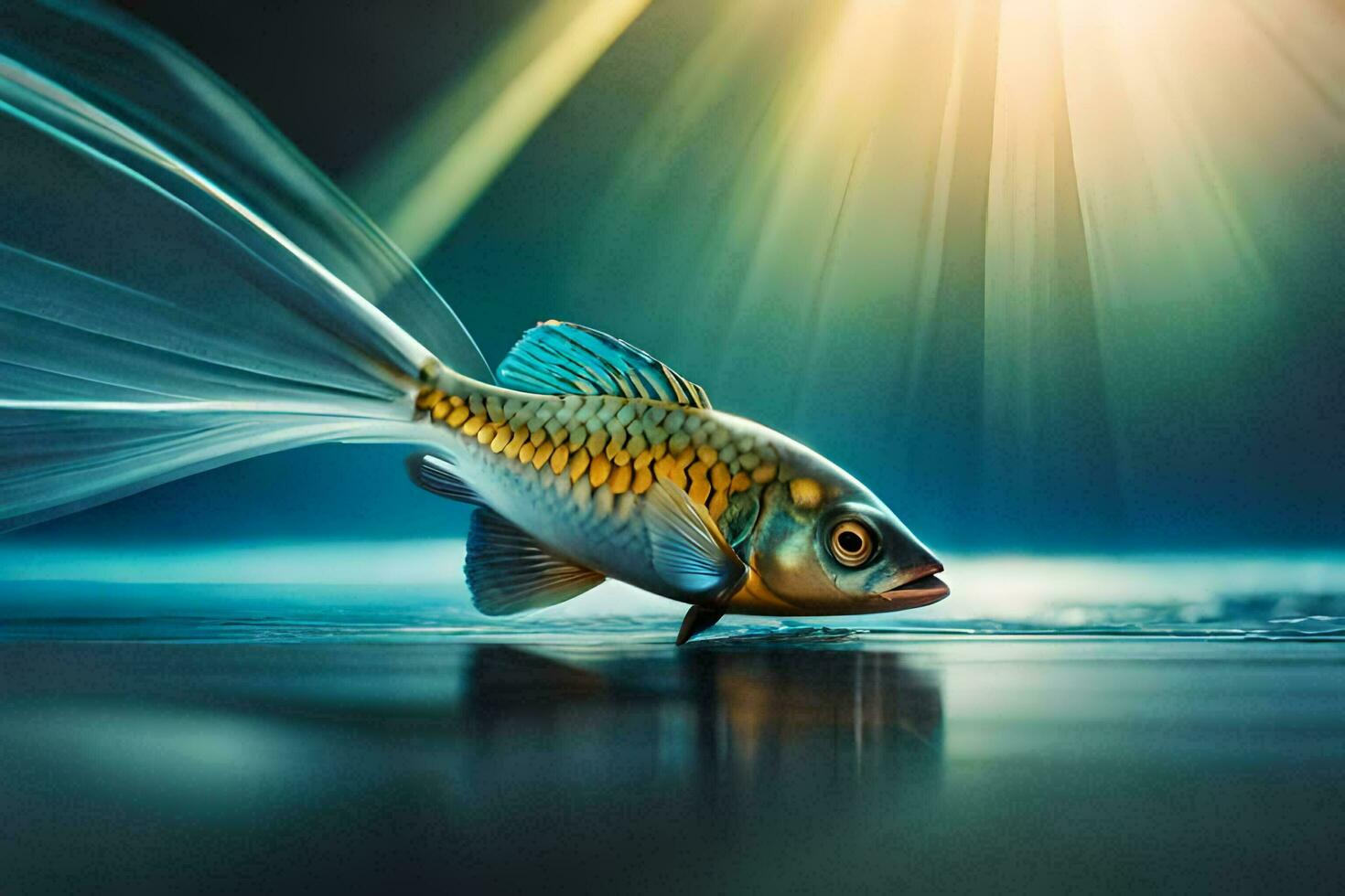 foto papel de parede a céu, peixe, luz, a sol, a peixe, a luz, o. gerado por IA