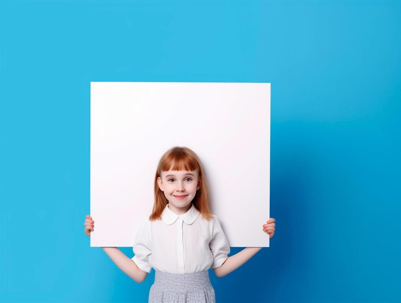 gracioso mulher mãos segurando papel quadro, Armação ai gerado foto