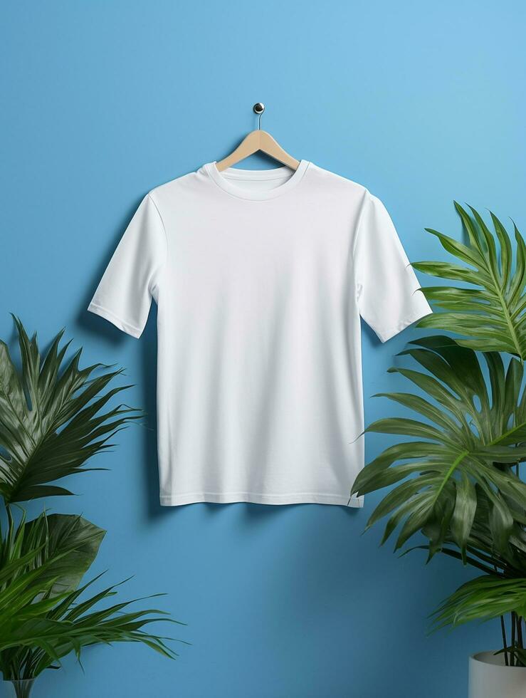 em branco branco camiseta para brincar Projeto ai generativo foto