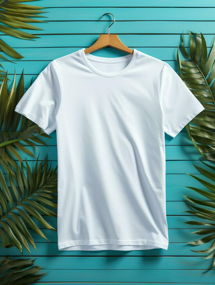 homens em branco branco camiseta para brincar Projeto ai generativo foto