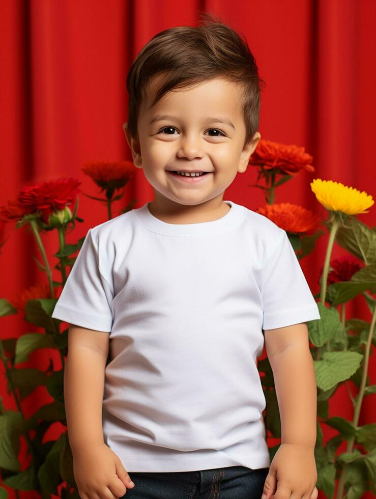 branco em branco bebê camiseta ai gerado foto