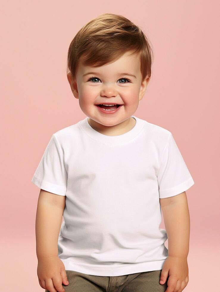 branco em branco bebê camiseta ai gerado foto