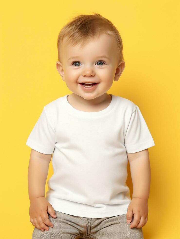 branco em branco bebê camiseta ai gerado foto