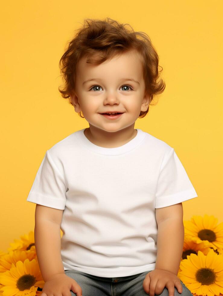 branco em branco bebê camiseta ai gerado foto