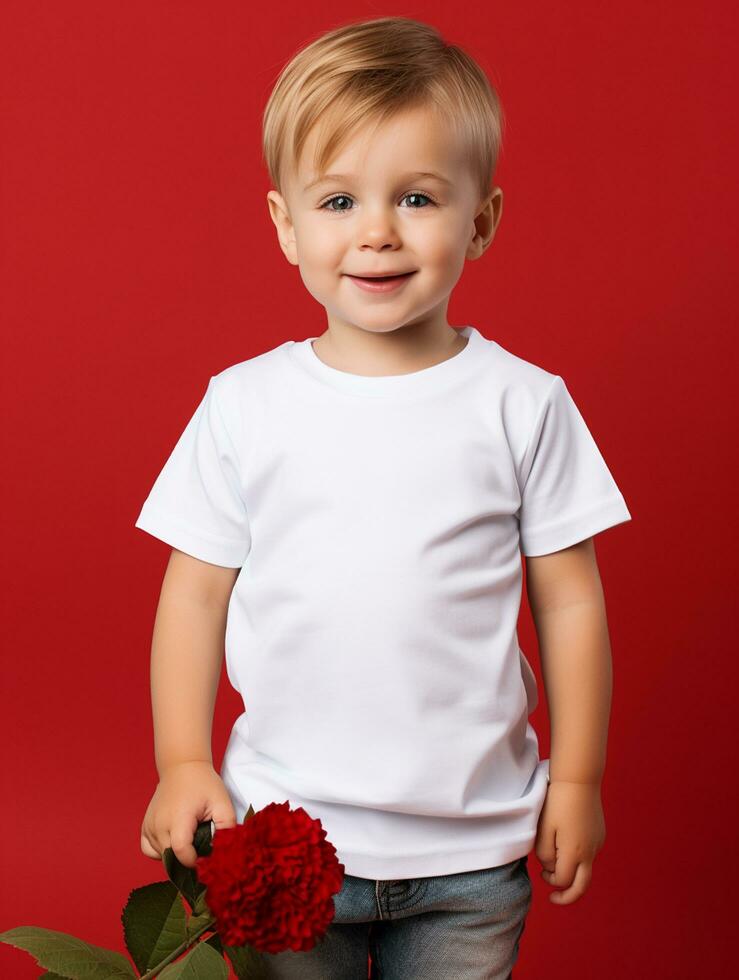 branco em branco bebê camiseta ai gerado foto