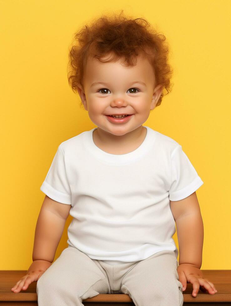 branco em branco bebê camiseta ai gerado foto