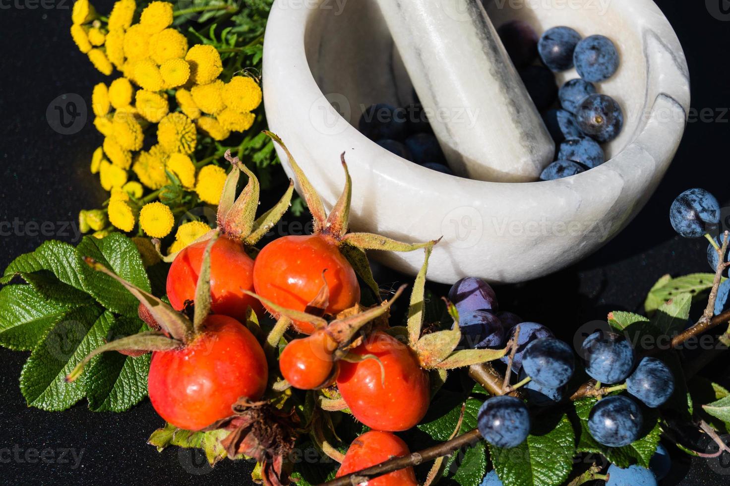 frutas e bagas diferentes como decoração de outono foto