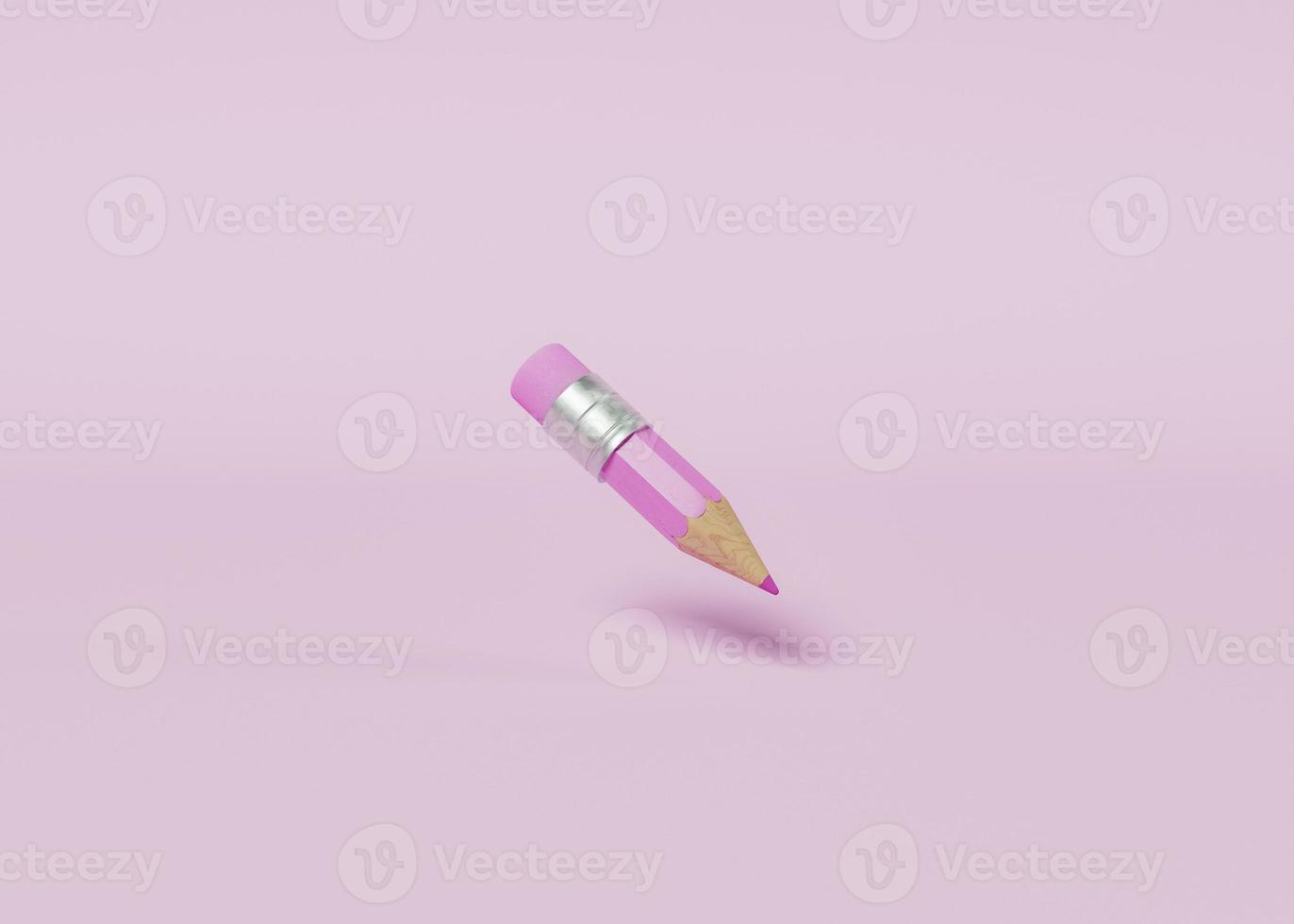 lápis flutuando em fundo rosa foto