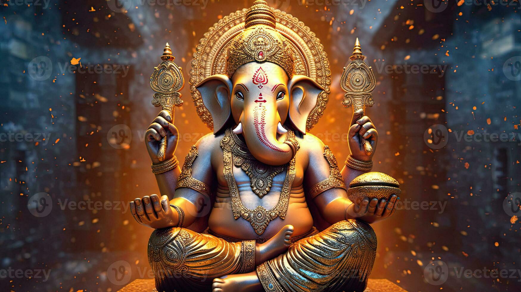 uma senhor ganesha em a fundo do a universo. generativo ai foto