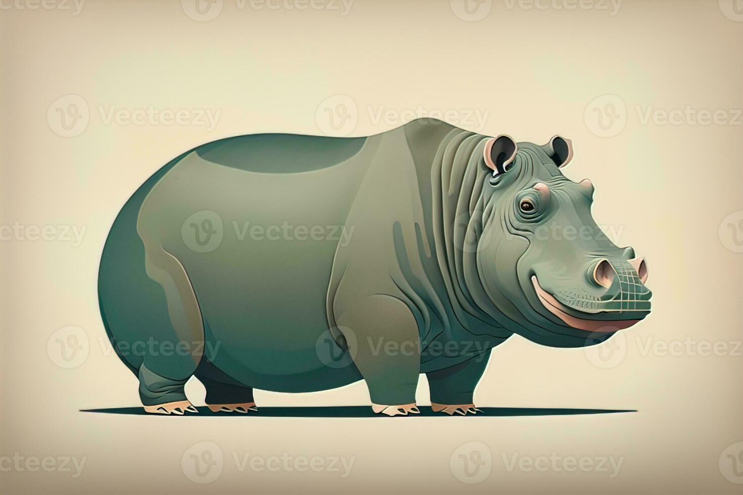 hipopótamo em pé em Está traseiro pernas. vetor ilustração. ai generativo foto