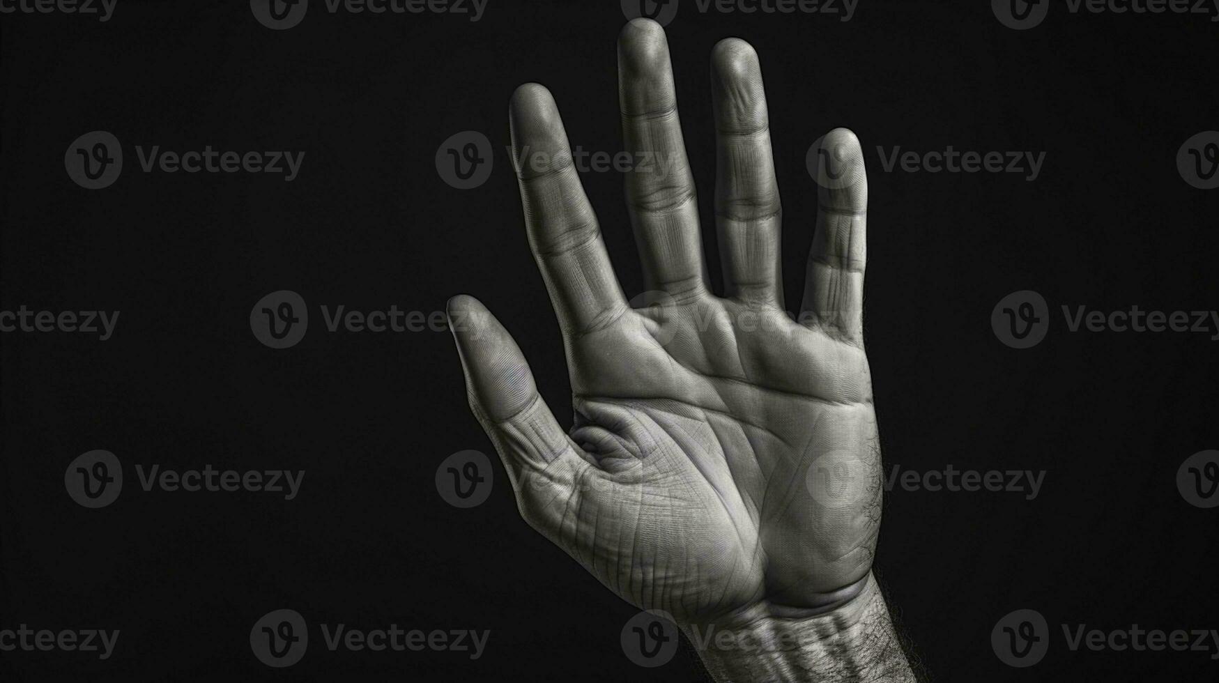 mão gesto isolado em Preto fundo, ai generativo foto