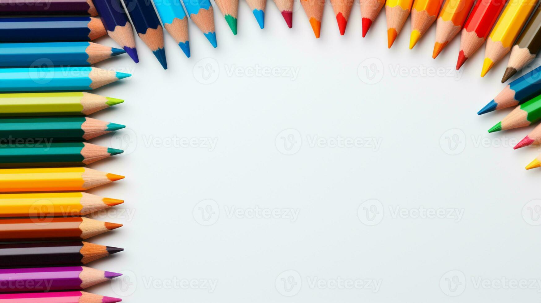 colori lápis arranjado com cópia de espaço para texto, palavra, costas para escola e educacional conceito, ai generativo foto