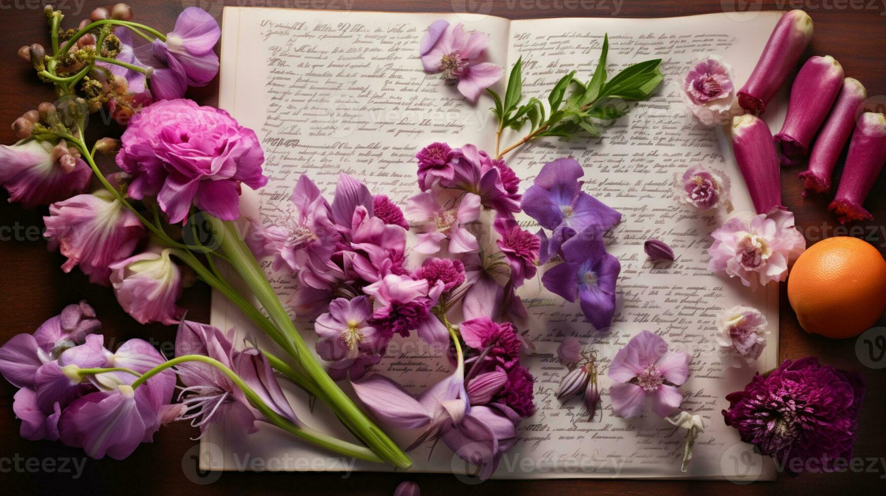 lindo flor em Nota papel, sereno poesia conceito, plano deitar, ai generativo foto