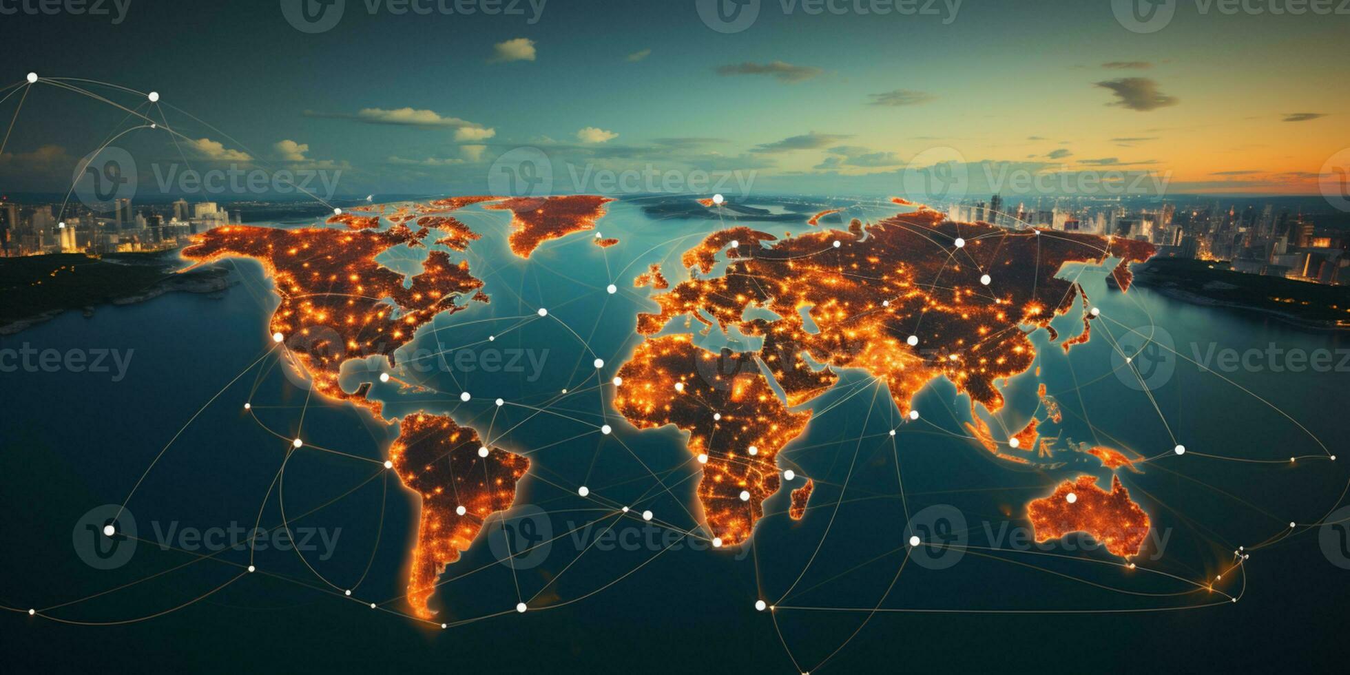 global rede conexão, troca o negócio Informação, ai generativo foto
