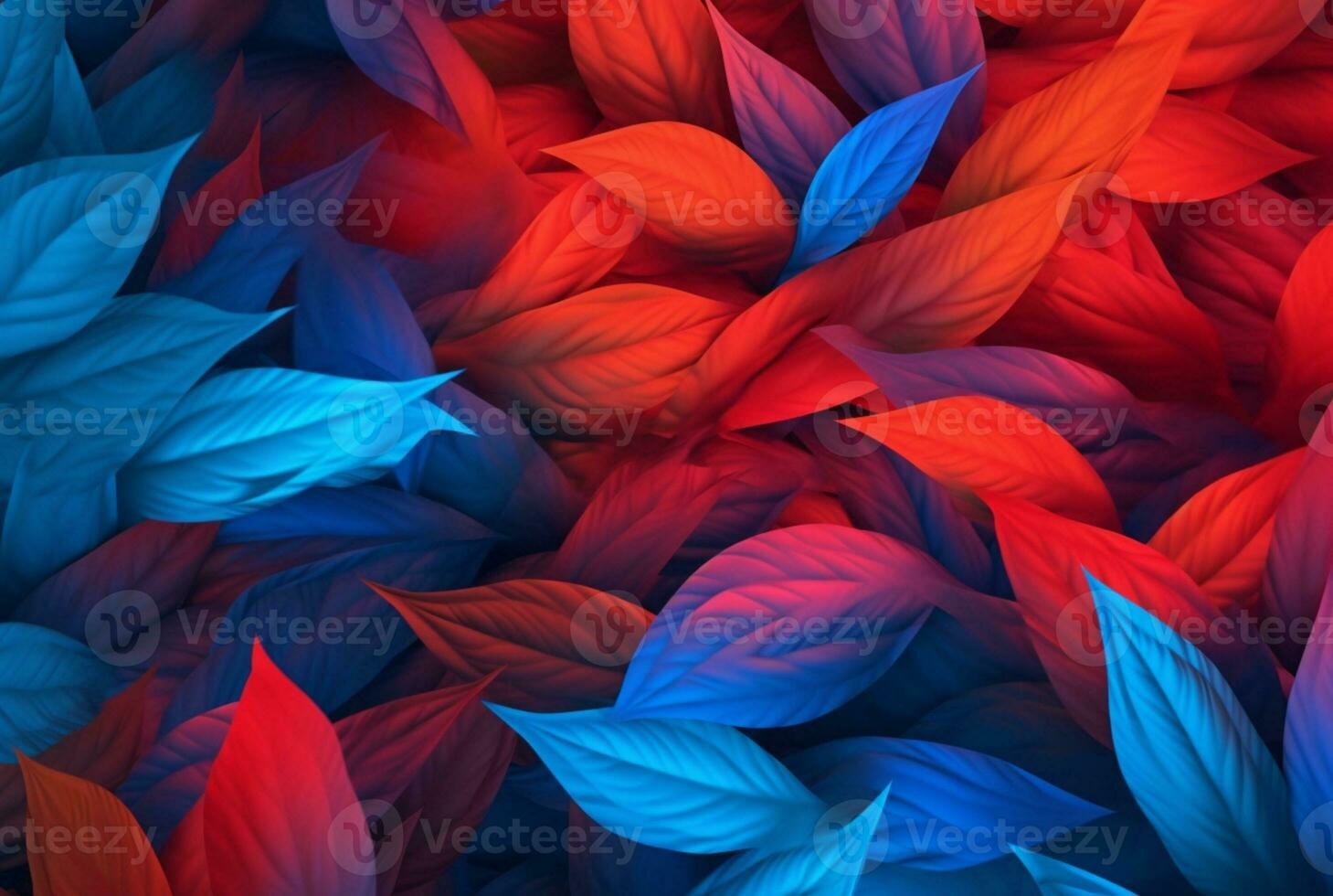 azul vermelho folhas abstrato fundo. generativo ai foto