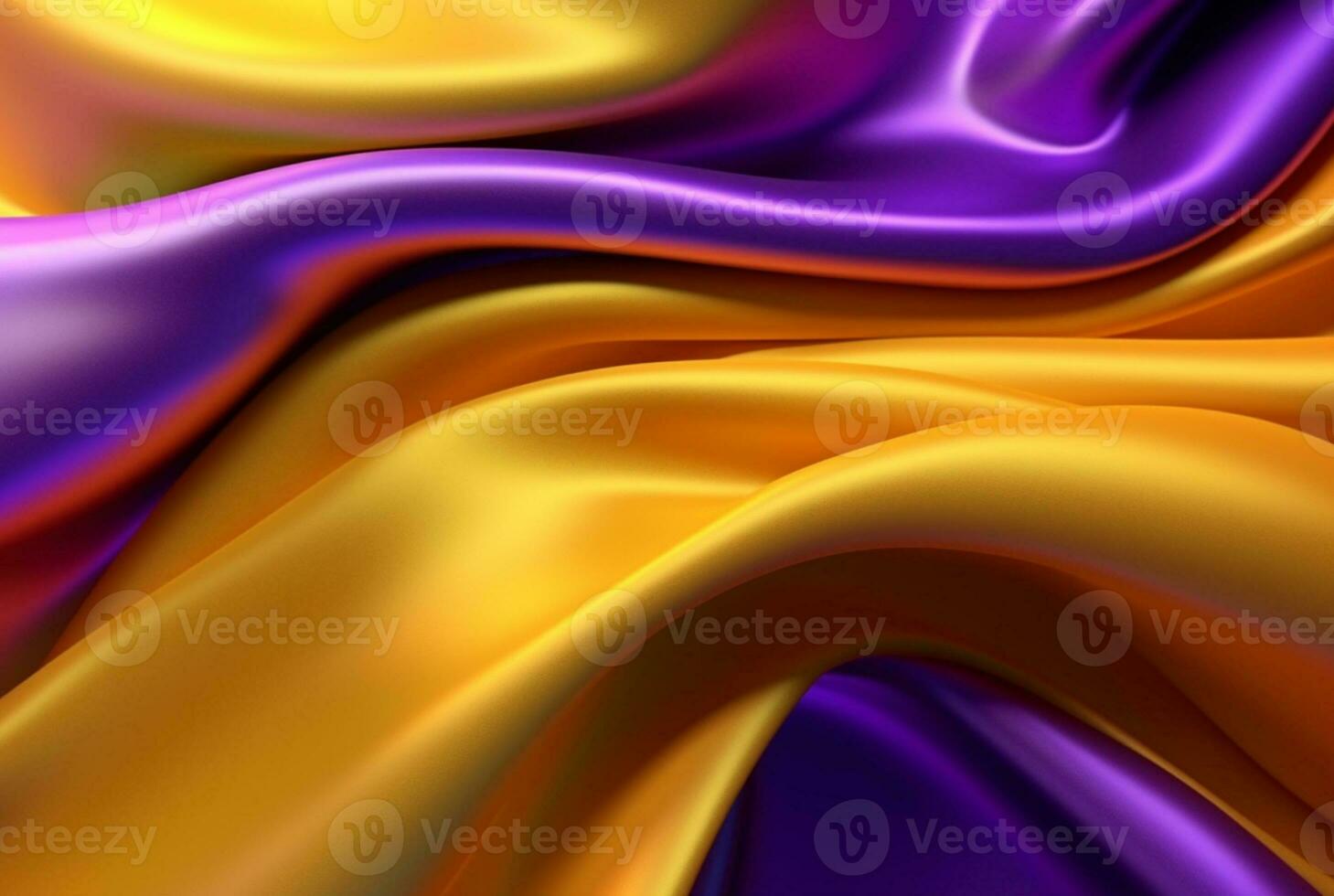 abstrato fundo com 3d ondas brilhante ouro e roxo. generativo ai foto