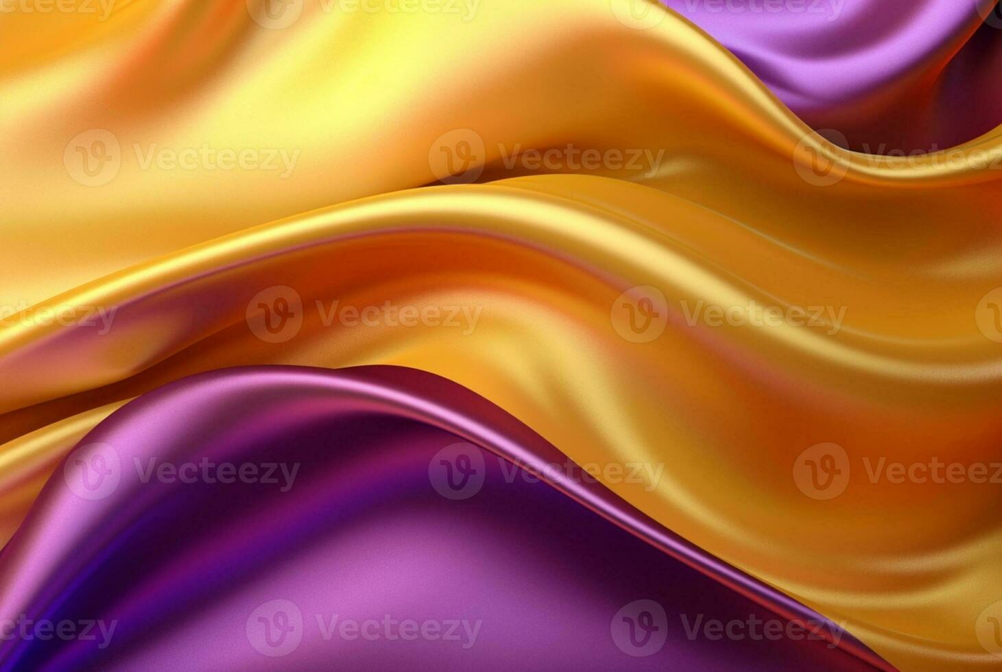 abstrato fundo com 3d ondas brilhante ouro e roxo. generativo ai foto