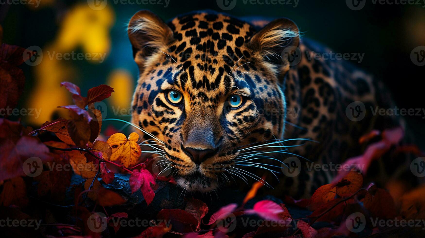 Enganoso majestade leopardo dentro a encantado floresta, ai generativo foto