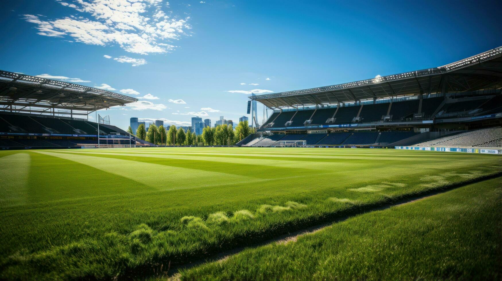 uma futebol estádio com uma gramado campo foto