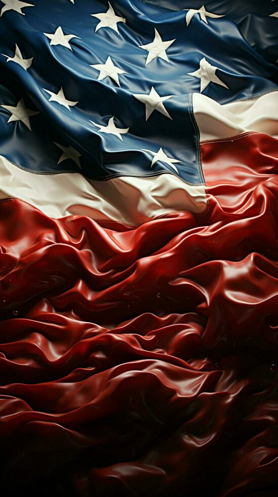 simbólico pano de fundo a americano bandeira ondas, encapsulando a nações identidade e ideais vertical Móvel papel de parede ai gerado foto