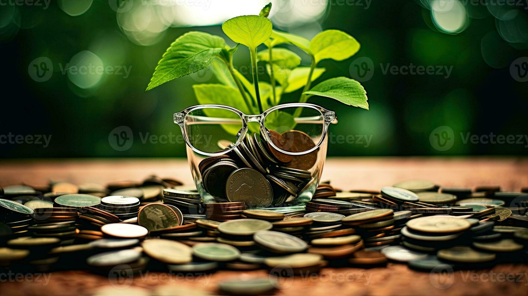 Salve  dinheiro para investimento conceito dinheiro dentro a vidro com filtro efeito retro vintage estilo. ai gerado. foto